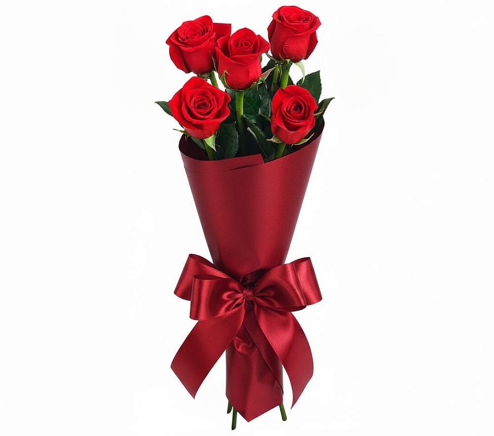 Букет 5 Красных роз Эдлесс Лав в Курманаевка