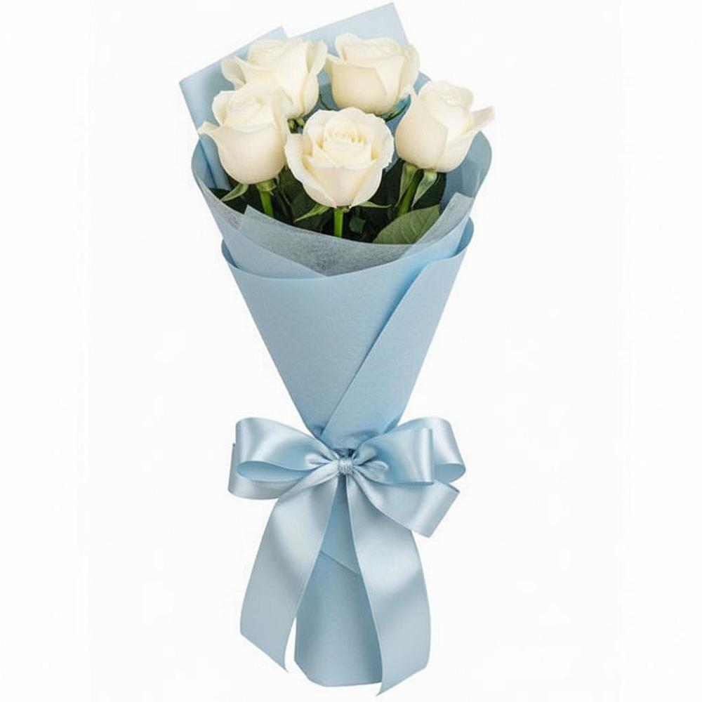 Букет 5 Белых роз Проуд в Курманаевка