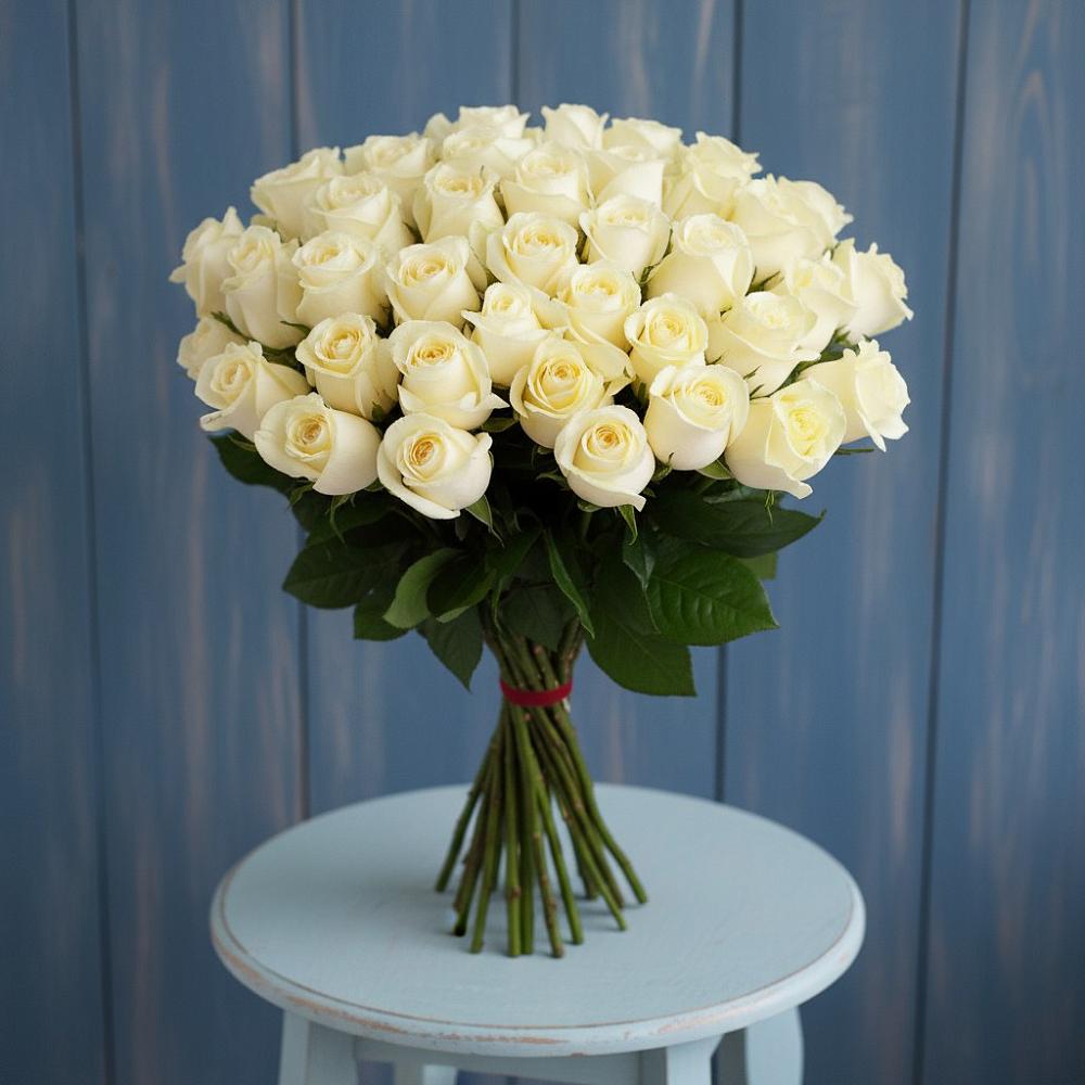 Букет 51 Белая роза Эдлесс Лав в Курманаевка