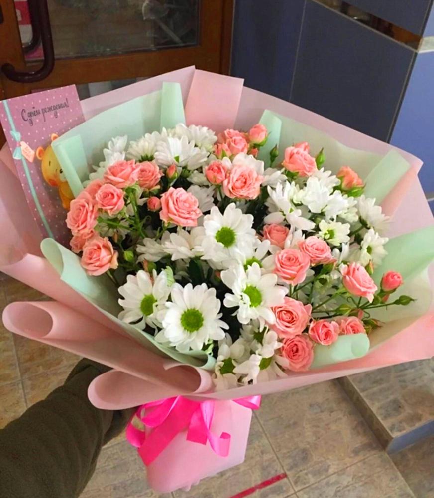 Букет цветов из: Розы и Хризантемы в Курманаевка