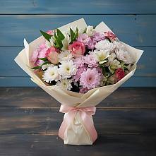 Букет цветов из:  Хризантемы, Альстромерии и Розы в Курманаевка