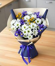 Букет цветов из:  Розы, Ирисы и Хризантемы в Курманаевка