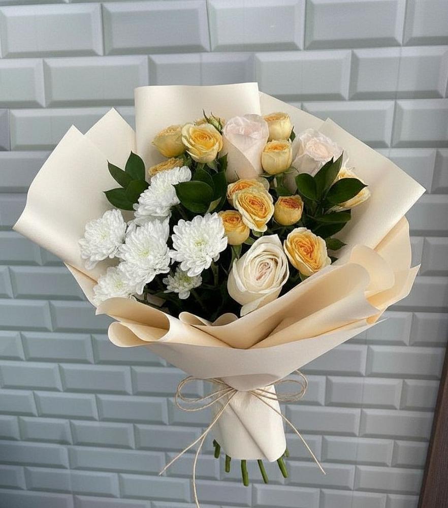 Букет цветов из: Розы и Хризантемы в Курманаевка