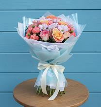 Букет цветов из:  Хризантемы и Розы в Курманаевка