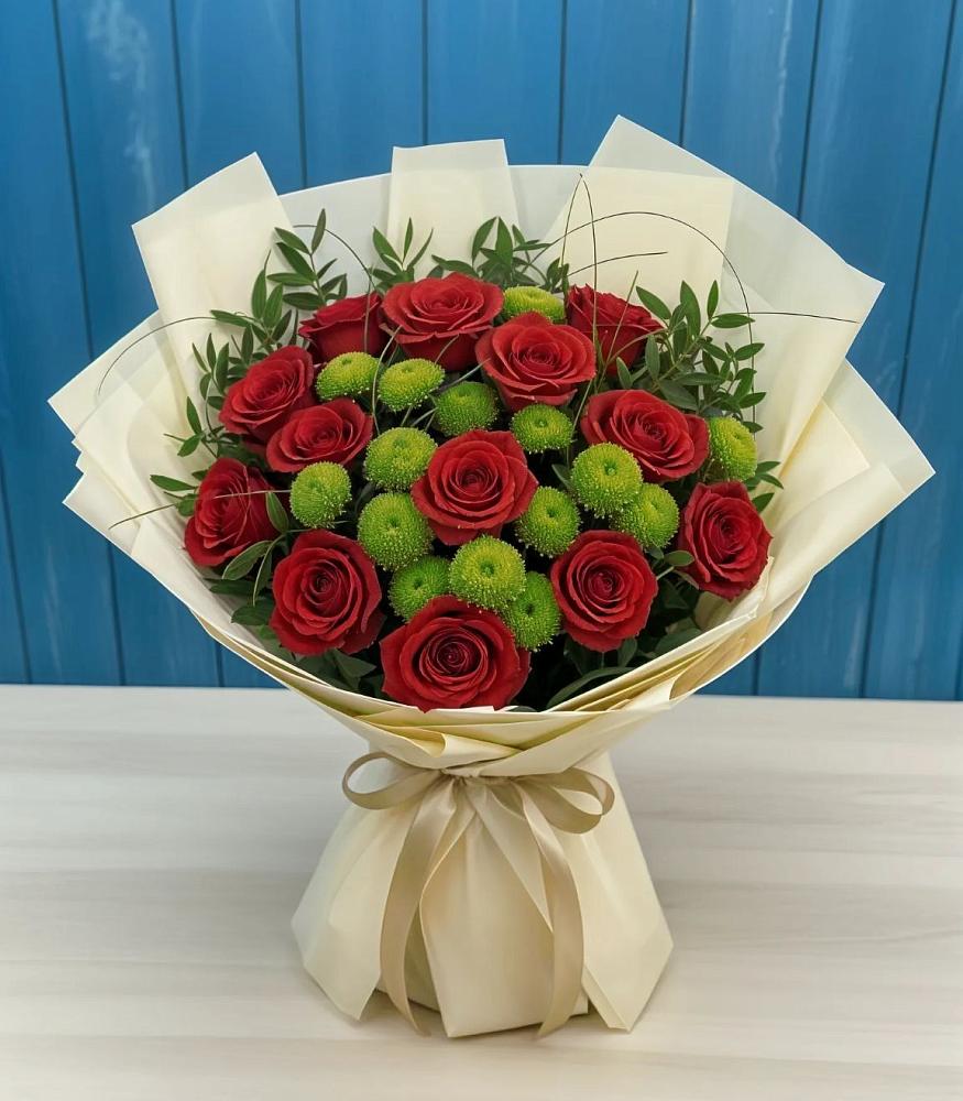 Букет цветов из: Розы и Хризантемы в Курманаевка